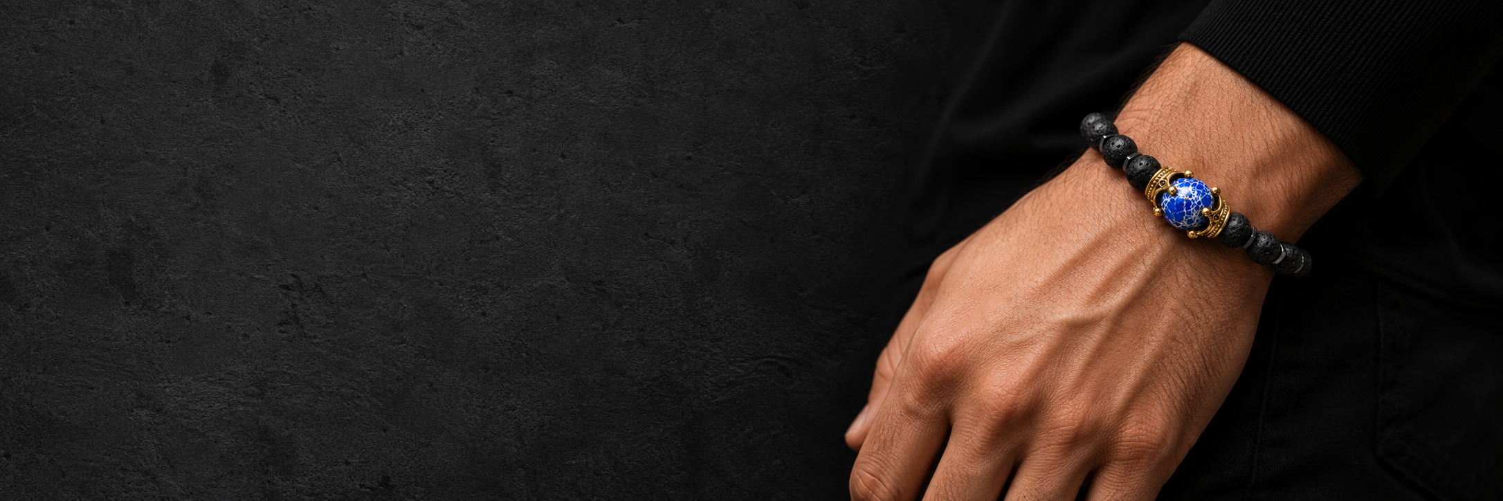 ZAFT Crest Tempest bracelet styled on a man's wrist collection