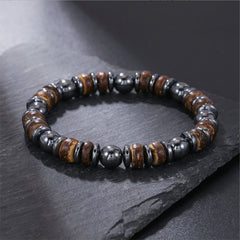 Relic men's bracelet mixed stone, wood and hematite detail