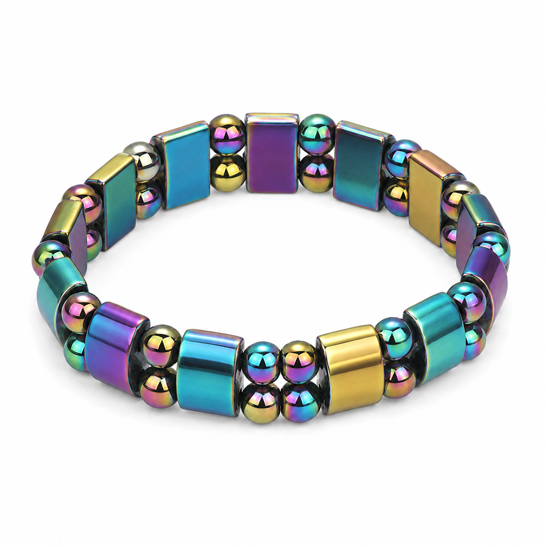 Array Spectrum iridescent double-row bracelet alternate angle on white background