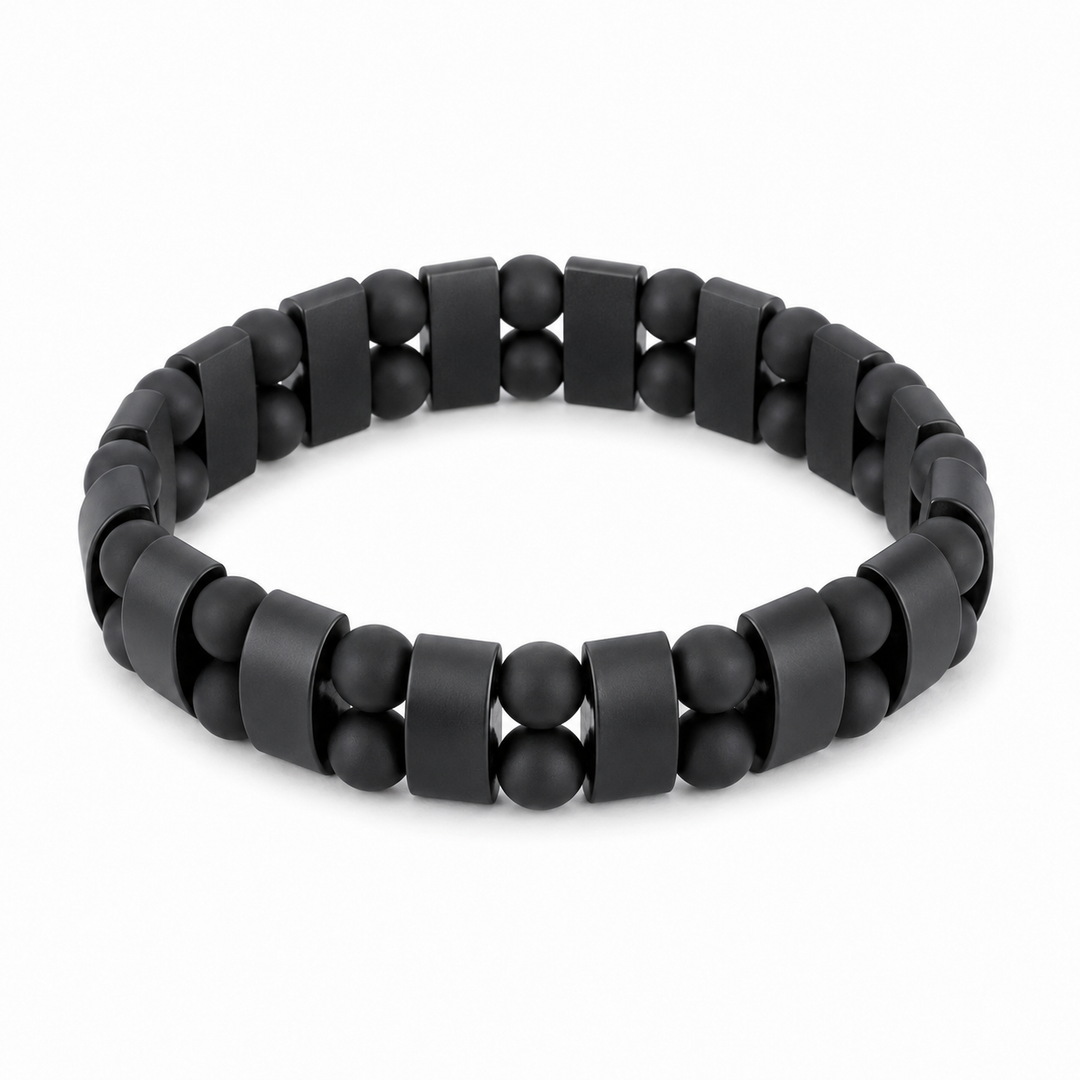 Array Stealth matte black double-row bracelet alternate angle on white background