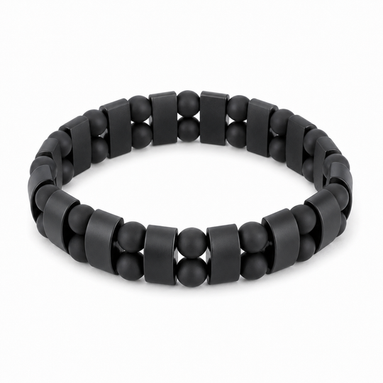 Array Stealth matte black double-row bracelet alternate angle on white background