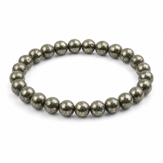 Vestige Mercury 8 mm natural pyrite bracelet on white background