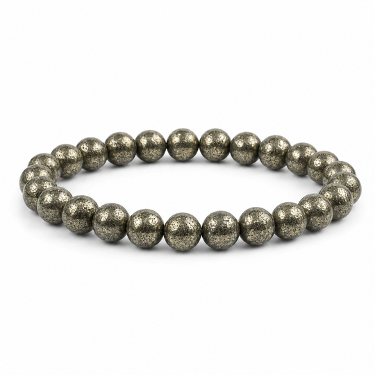 Vestige Mercury 8 mm natural pyrite bracelet alternate angle on white background