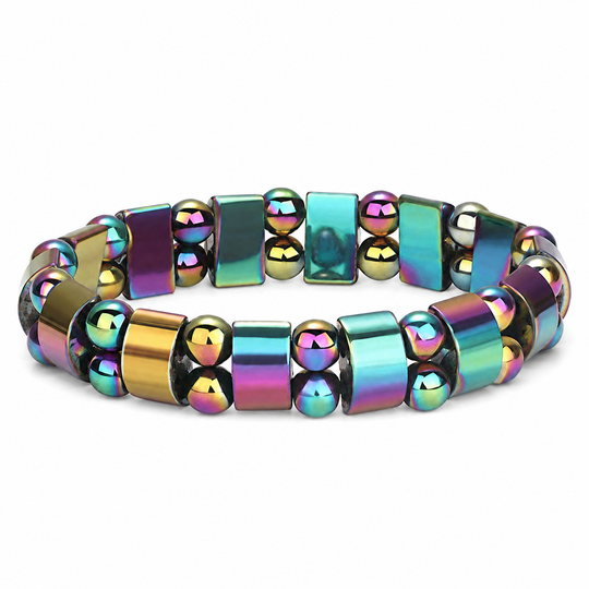 Array Spectrum iridescent double-row bracelet on white background