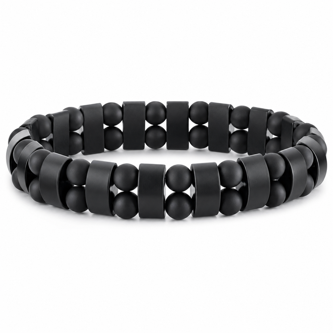 Array Stealth matte black double-row bracelet on white background