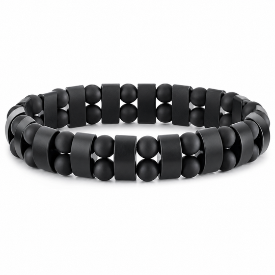 Array Stealth matte black double-row bracelet on white background