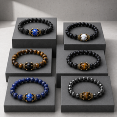 ZAFT CREST six-colour bracelet selection on gallery pedestals