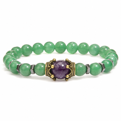 Crest Verdant green and purple crown bracelet on white background