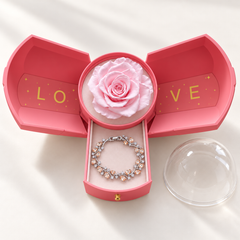 Eden Champagne bracelet in a Silver-tone finish, presented in the Pink Rose Box with its jewellery drawer open