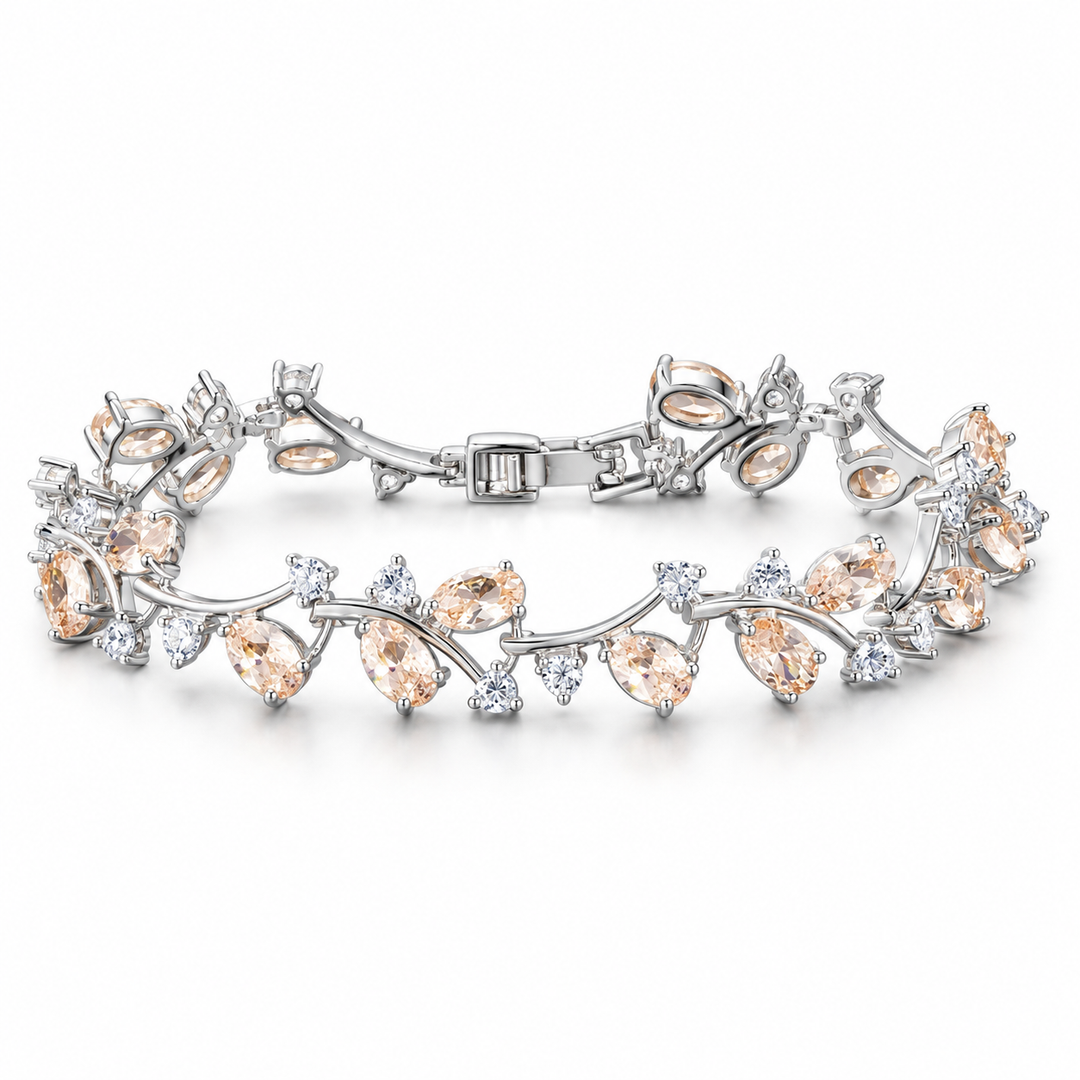 Eden bracelet in Champagne with Silver-tone leaf setting