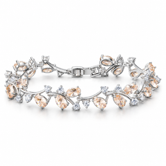 Eden bracelet in Champagne with Silver-tone leaf setting