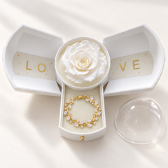 Eden Clear bracelet in a Gold-tone finish, presented in the White Rose Box with its jewellery drawer open