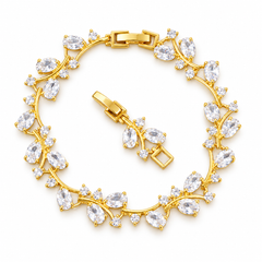 Eden bracelet in Clear with Gold-tone leaf setting