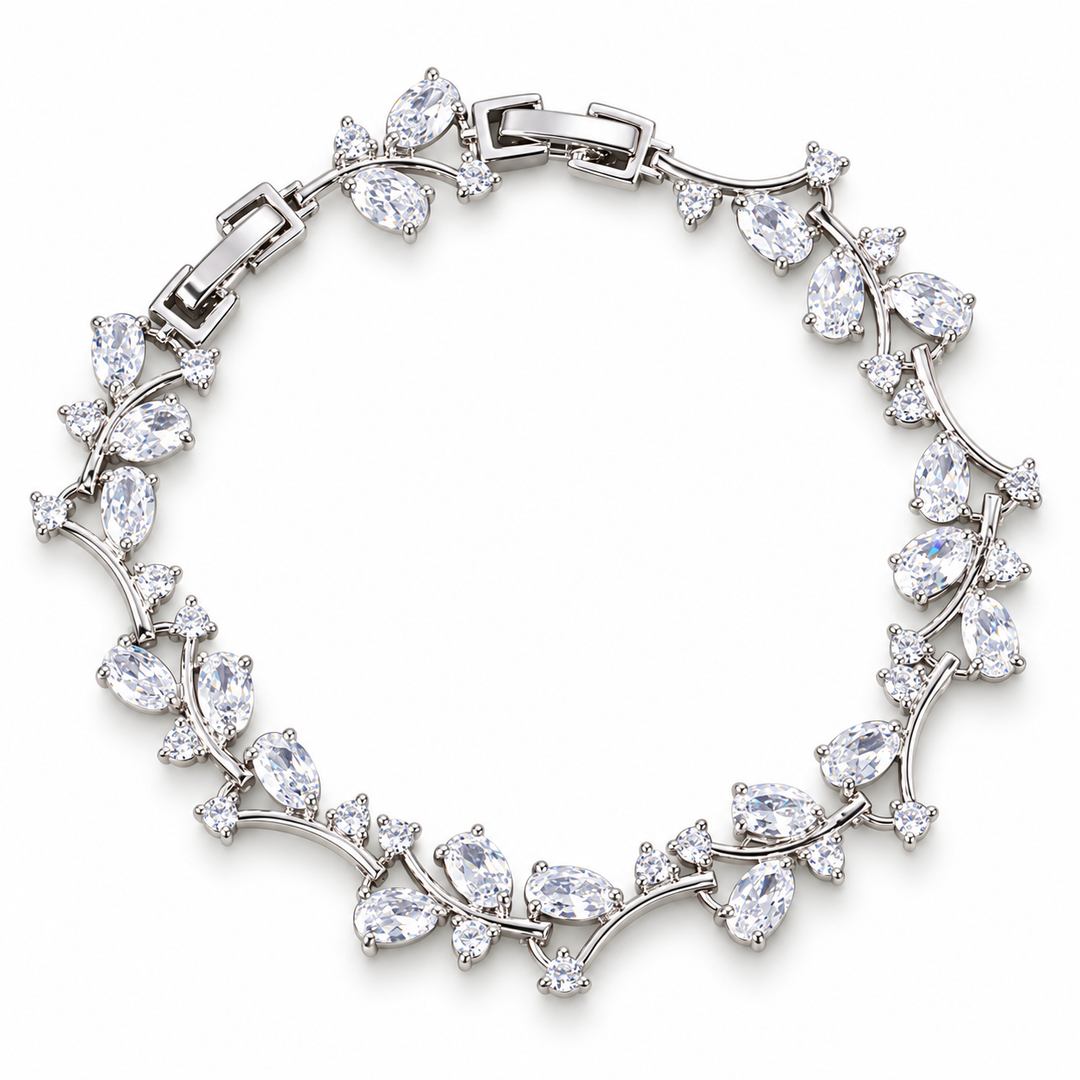 Eden bracelet in Clear with Silver-tone leaf setting