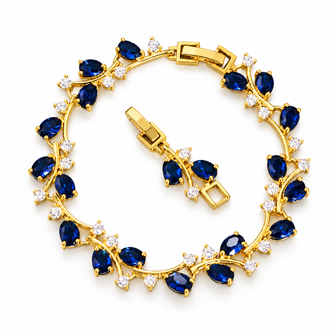 Eden bracelet in Cobalt with Gold-tone leaf setting