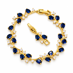 Eden bracelet in Cobalt with Gold-tone leaf setting