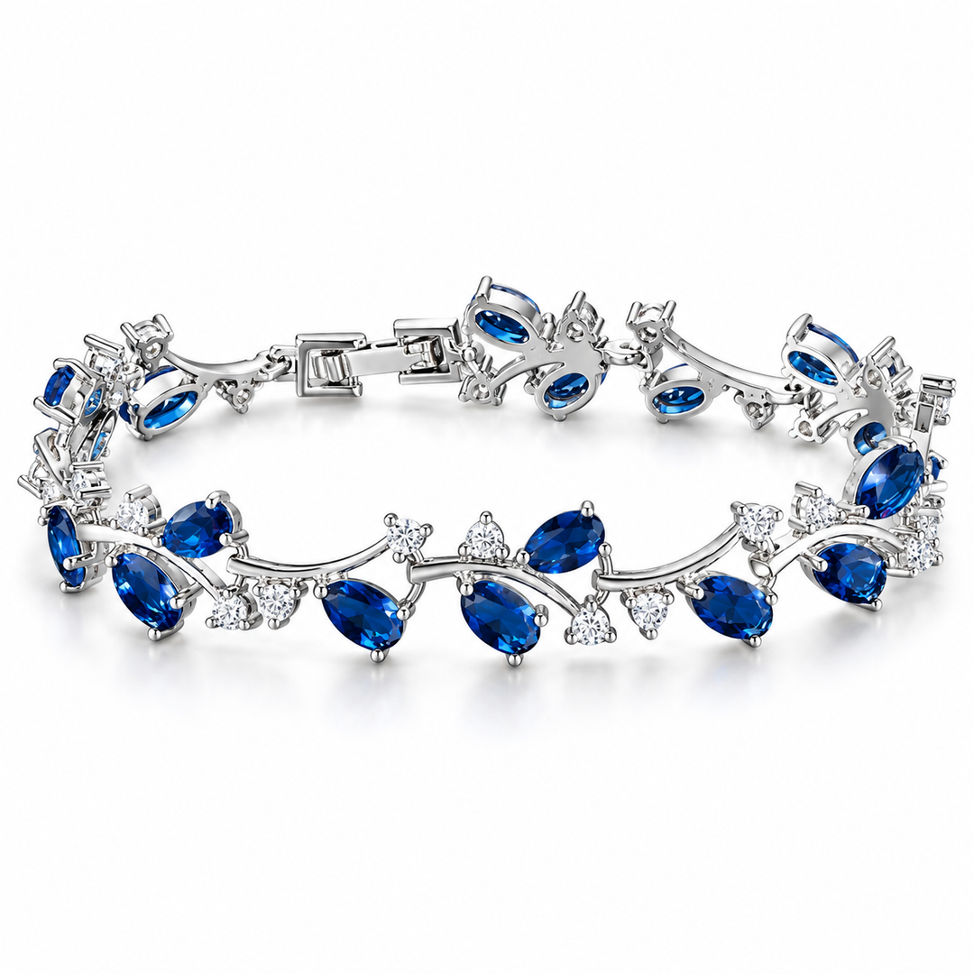 Eden bracelet in Cobalt with Silver-tone leaf setting