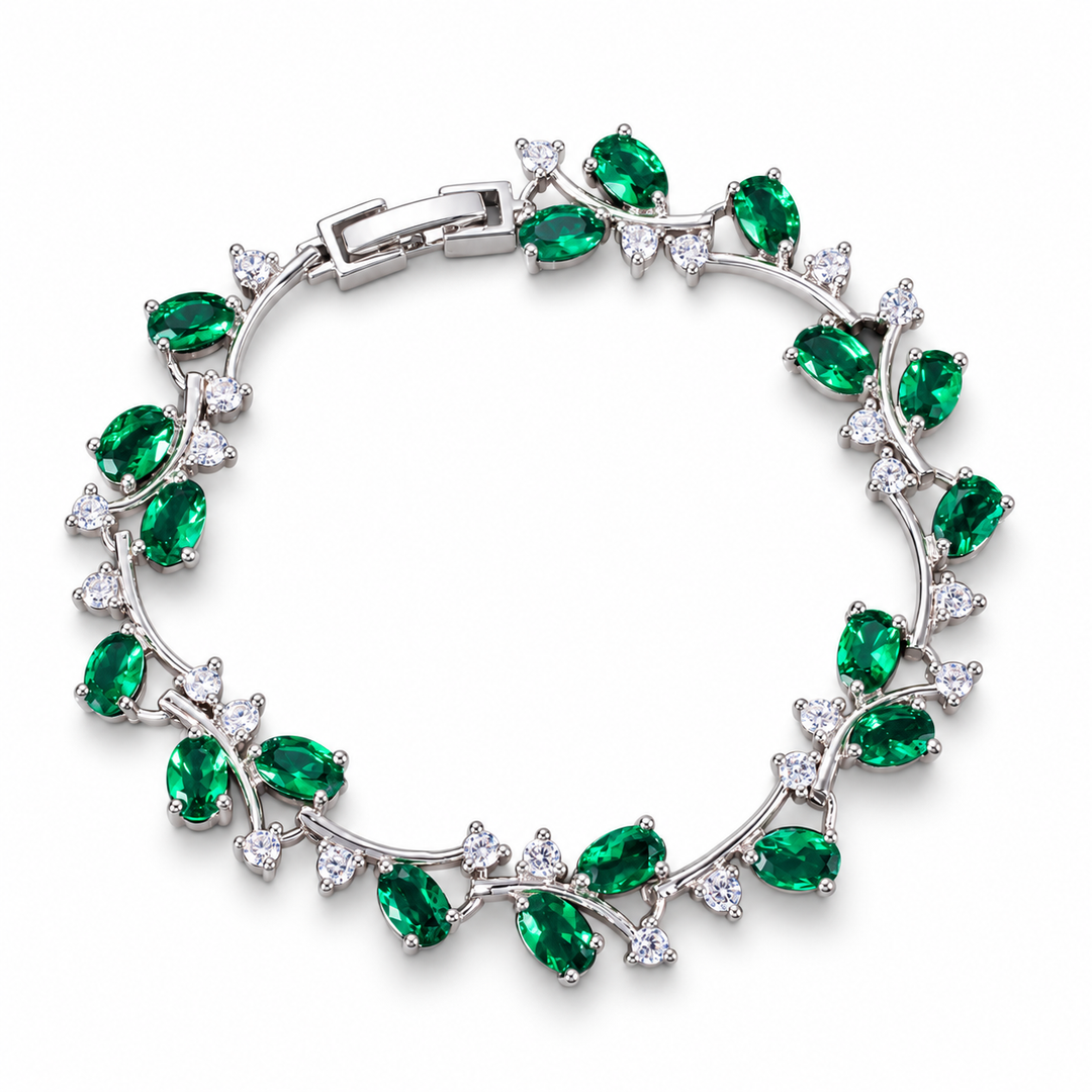 Eden bracelet in Fern with Silver-tone leaf setting