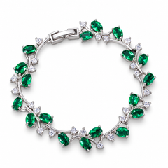 Eden bracelet in Fern with Silver-tone leaf setting