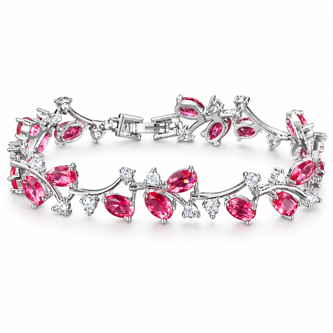 Eden bracelet in Rose with Silver-tone leaf setting