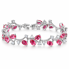 Eden bracelet in Rose with Silver-tone leaf setting