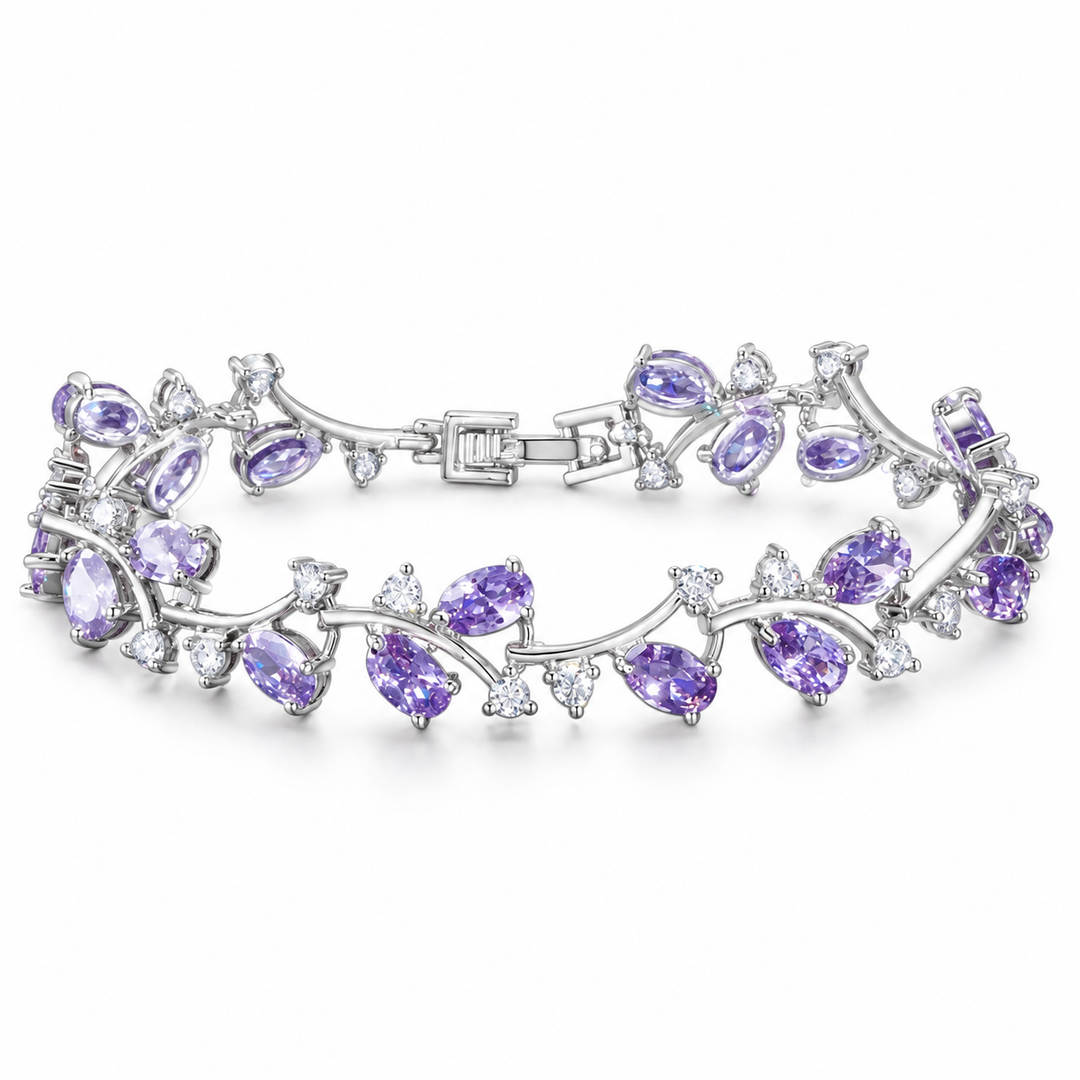 Eden bracelet in Violet with Silver-tone leaf setting