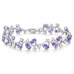 Eden bracelet in Violet with Silver-tone leaf setting