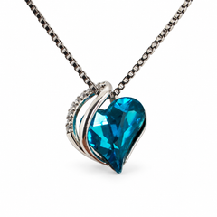 ZAFT Embrace azure heart necklace on a white background