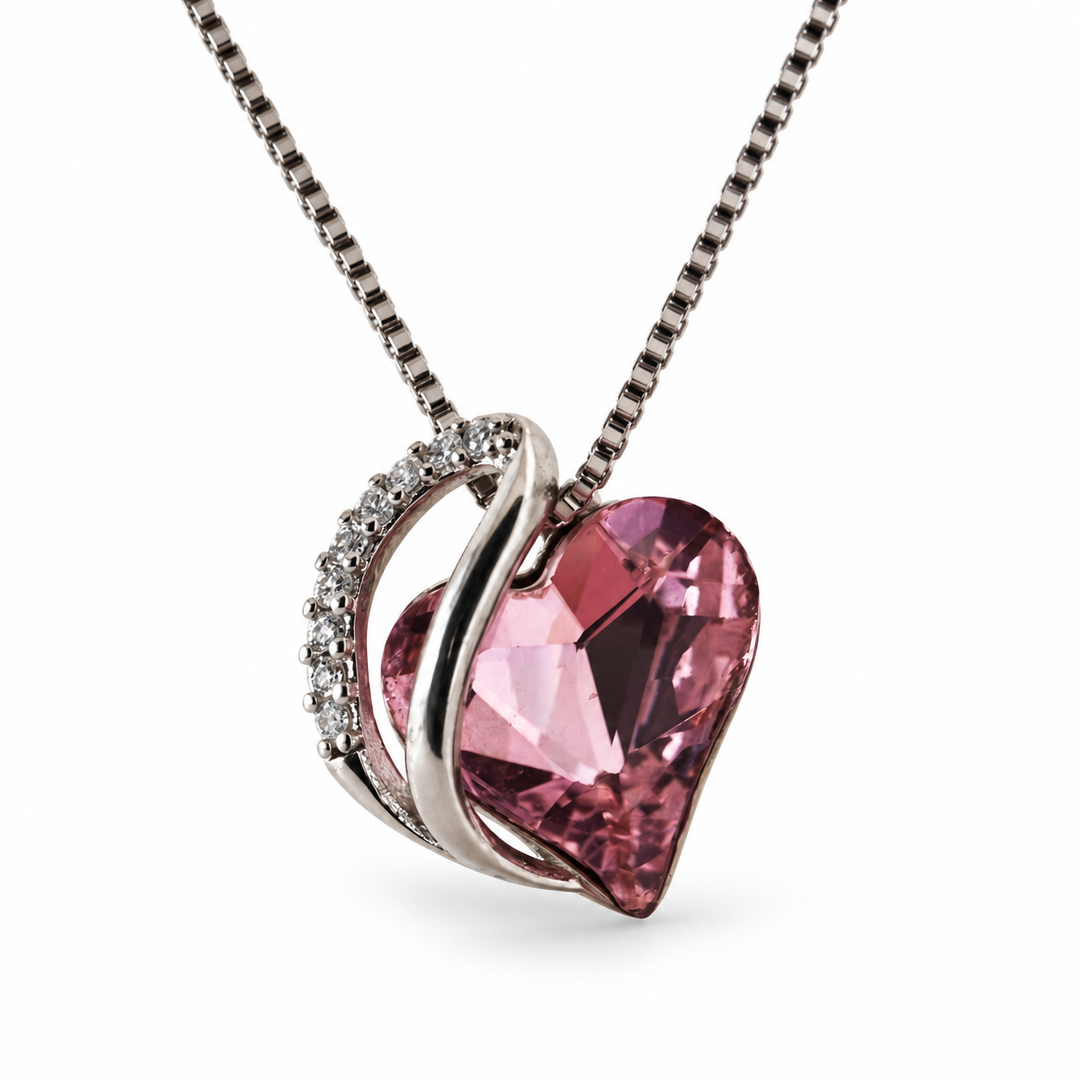 ZAFT Embrace blush heart necklace on a white background