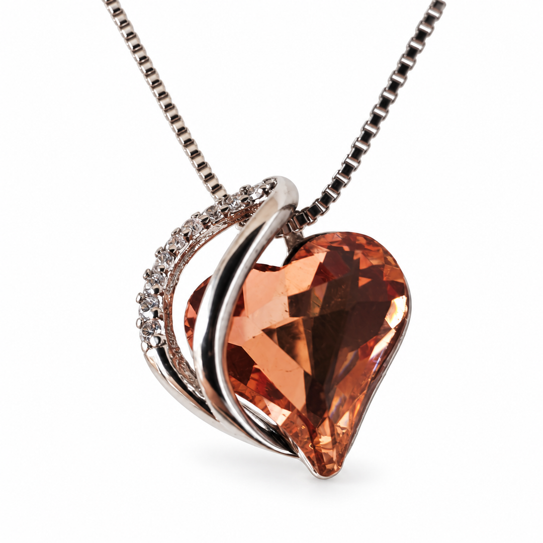 ZAFT Embrace champagne heart necklace on a white background