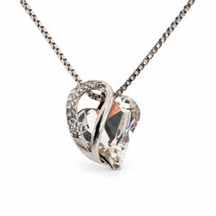 ZAFT Embrace clear heart necklace on a white background