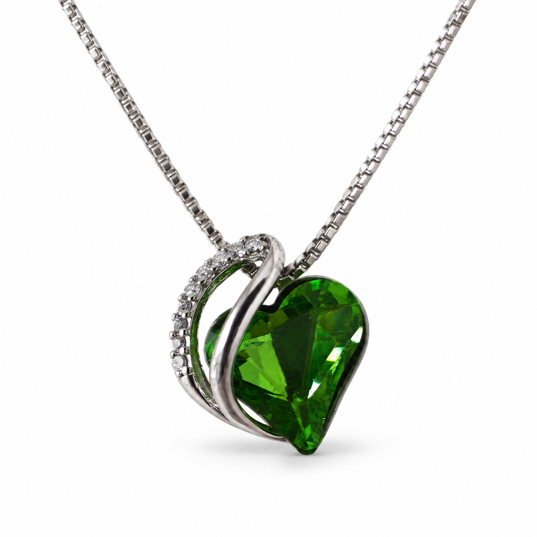 ZAFT Embrace olive heart necklace on a white background