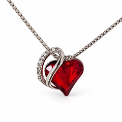 ZAFT Embrace scarlet heart necklace on a white background