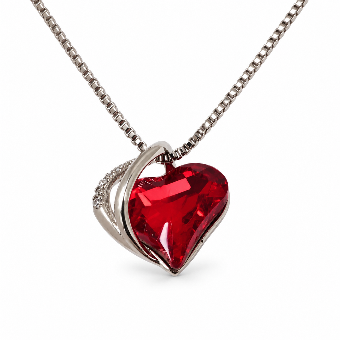 ZAFT Embrace Scarlet red heart necklace on a white background