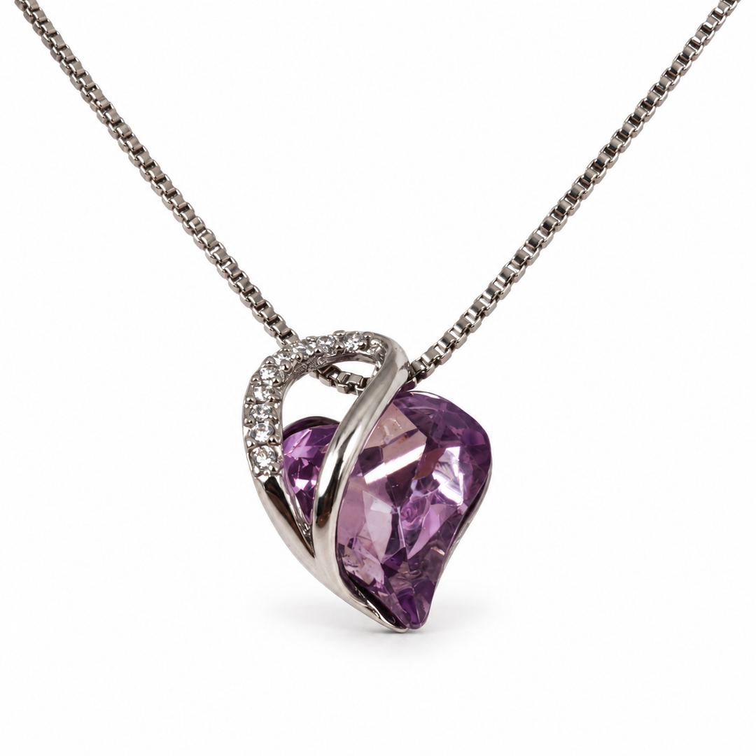ZAFT Embrace violet heart necklace on a white background