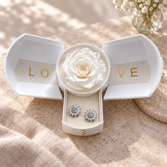 Bloom in Clear Silver inside the White Rose Box drawer