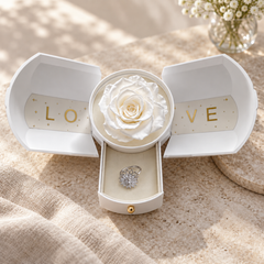 Petal in Silver inside the White Rose Box drawer