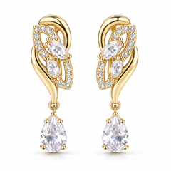 Iris Clear earrings in Gold, front view of the pair