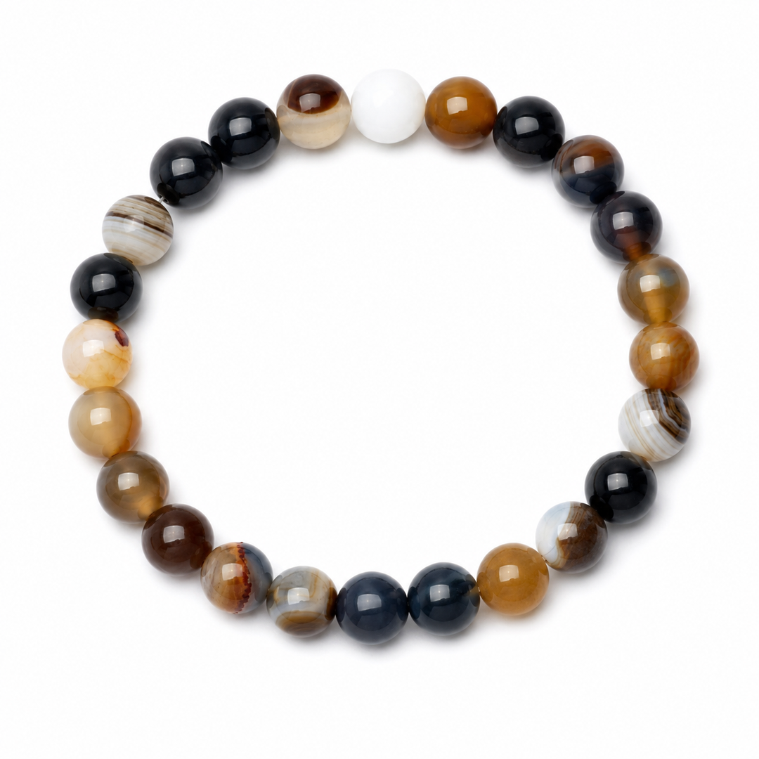 Origin Grain brown black and cream bracelet on white background