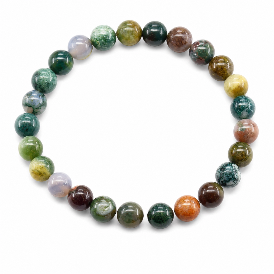 Origin Terrain green earth-tone bracelet on white background