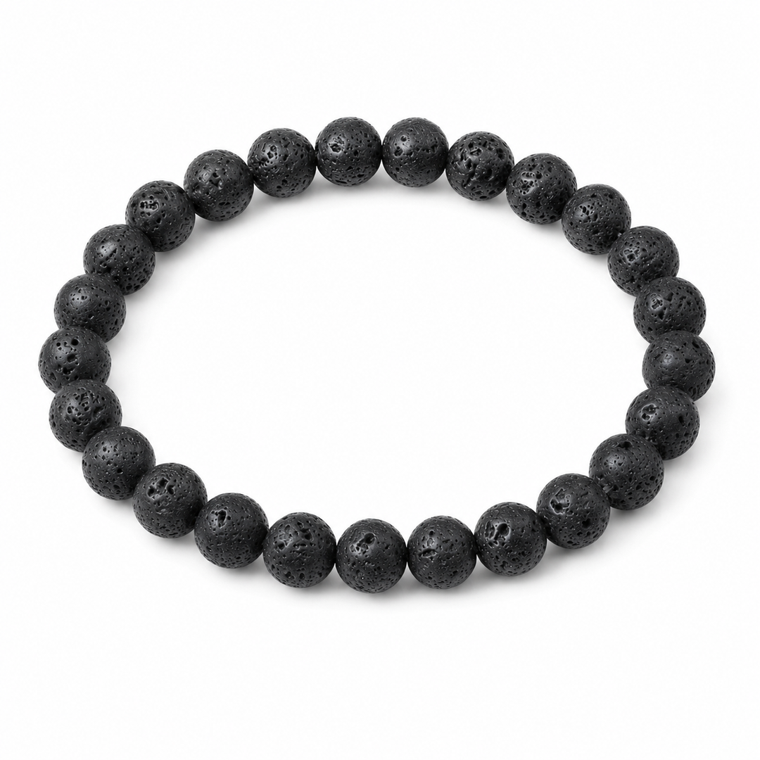 Origin Jet matte black lava-stone bracelet on white background
