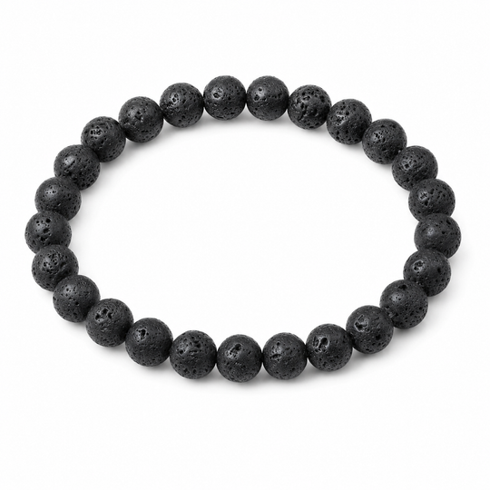 Origin Jet matte black lava-stone bracelet on white background