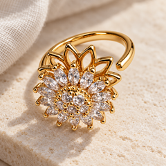 Petal gold clear-stone flower close-up