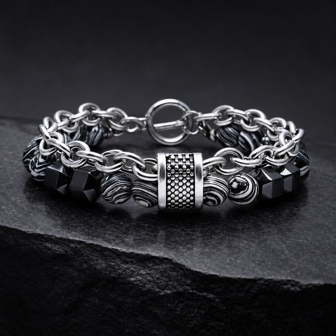 Tether Slate chain, bead and centre-sleeve construction detail