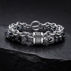 Tether Slate chain, bead and centre-sleeve construction detail