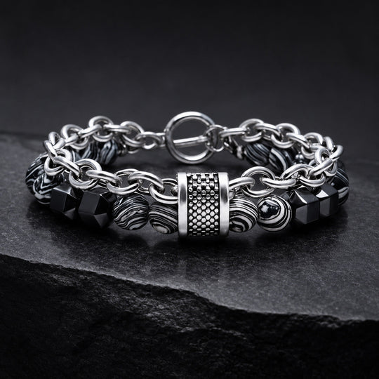 Tether Slate chain, bead and centre-sleeve construction detail